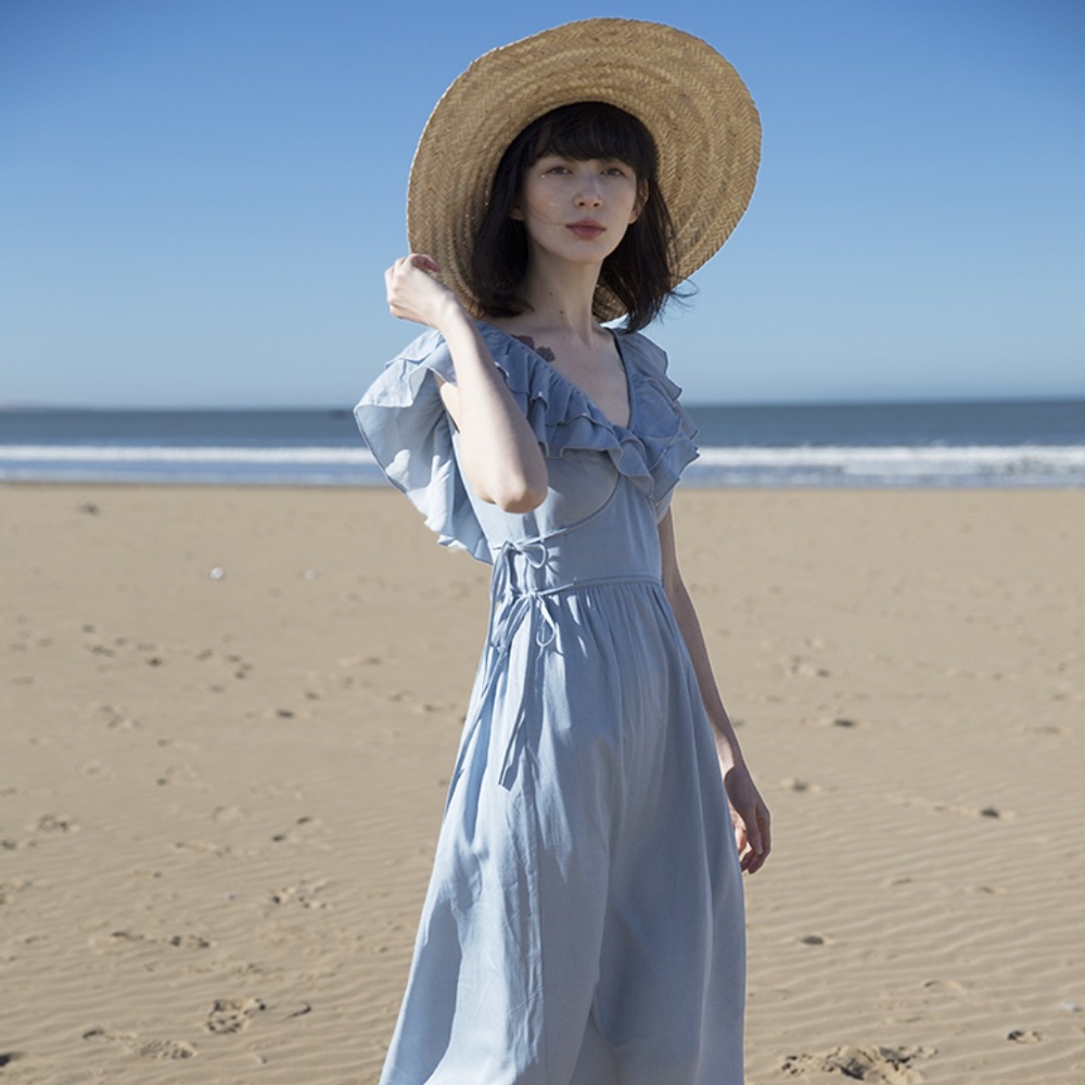 French Style Beach Midi Dress